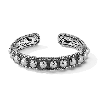 JAI Silver Hammered Dot Cuff Bangle